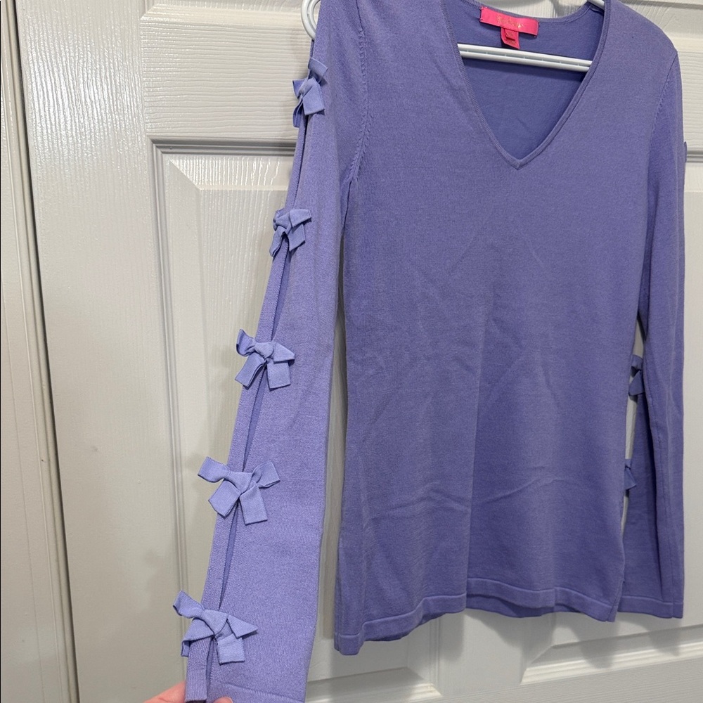 Lilly Pulitzer Lavender Long Sleeve V-Neck Top - Picture 4 of 9